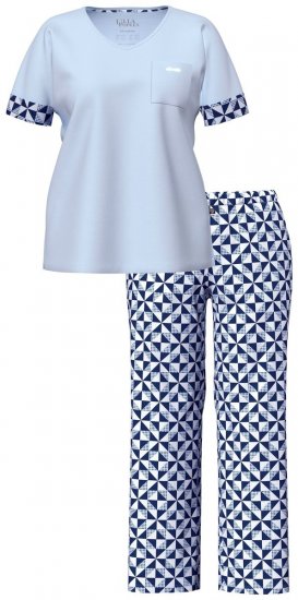 Ulla Popken 849850 Pijama aos quadrados Azul claro - Pijamas/Loungewear - 