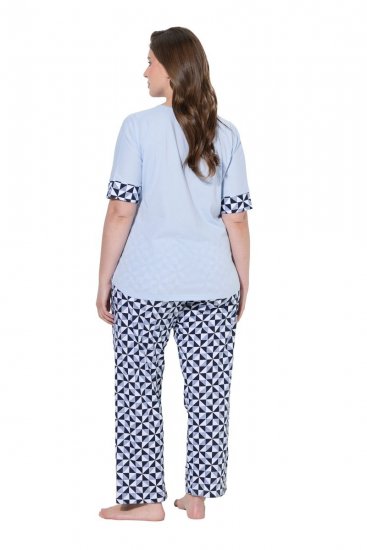 Ulla Popken 849850 Pijama aos quadrados Azul claro - Pijamas/Loungewear - 