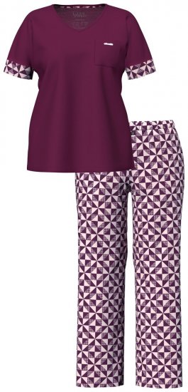 Ulla Popken 849850 Pijama aos quadrados Vermelho baga - Pijamas/Loungewear - 