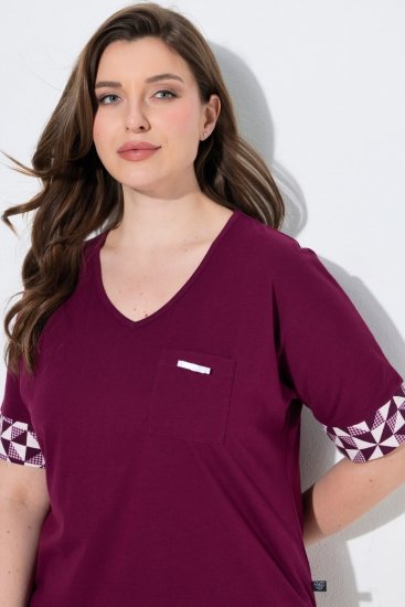 Ulla Popken 849850 Pijama aos quadrados Vermelho baga - Pijamas/Loungewear - 