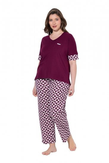 Ulla Popken 849850 Pijama aos quadrados Vermelho baga - Pijamas/Loungewear - 