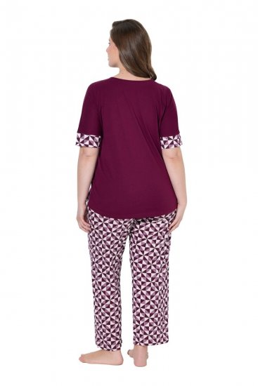 Ulla Popken 849850 Pijama aos quadrados Vermelho baga - Pijamas/Loungewear - 