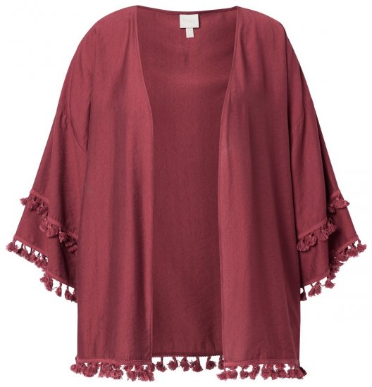 Ulla Popken 849860 Quimono Vermelho ferrugem - Cardigans - Casacos de malha femininos plus size