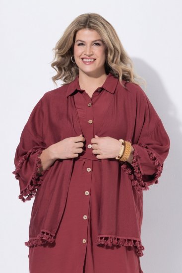 Ulla Popken 849860 Quimono Vermelho ferrugem - Cardigans - Casacos de malha femininos plus size