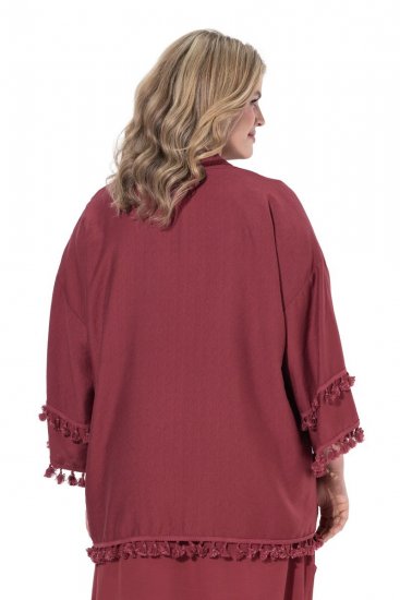Ulla Popken 849860 Quimono Vermelho ferrugem - Cardigans - Casacos de malha femininos plus size