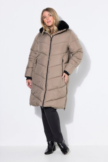 Ulla Popken 850041 Sobretudo acolchoado Taupe - Casacos - Casacos de Mulher em Tamanhos Grandes