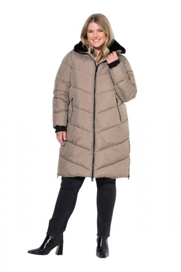 Ulla Popken 850041 Sobretudo acolchoado Taupe - Casacos - Casacos de Mulher em Tamanhos Grandes