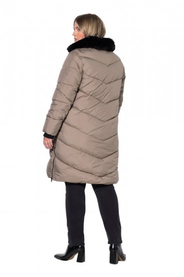 Ulla Popken 850041 Sobretudo acolchoado Taupe - Casacos - Casacos de Mulher em Tamanhos Grandes