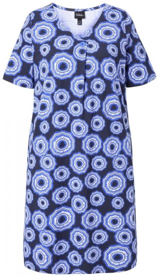 Ulla Popken 850121 Vestido de jersey de manga curta com decote em V Azul - Vestidos em jersey - 