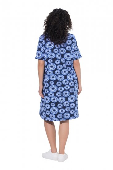 Ulla Popken 850121 Vestido de jersey de manga curta com decote em V Azul - Vestidos em jersey - 