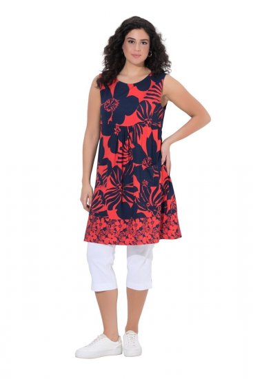 Ulla Popken 850175 Vestido de jersey estampado Coral - Vestidos em jersey - 