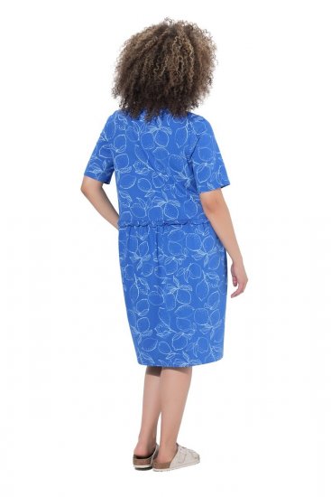 Ulla Popken 850204 Vestido t-shirt estampado com folhos Azul - Vestidos em jersey - 