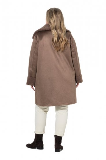 Ulla Popken 850251 Sobretudo teddy Castanho claro - Casacos - Casacos de Mulher em Tamanhos Grandes