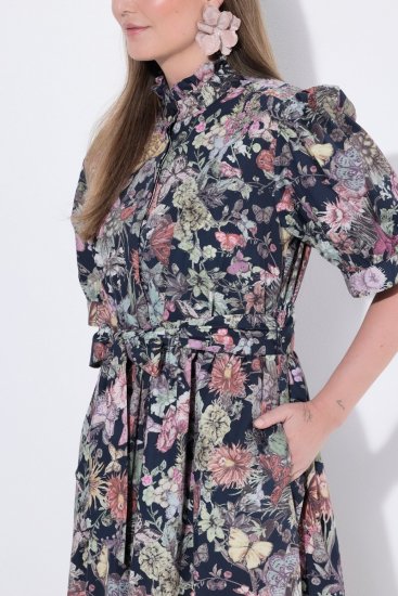Ulla Popken 850298 Vestido camiseiro floral Azul-marinho - Vestidos maxi - Vestidos maxi plus size para mulher