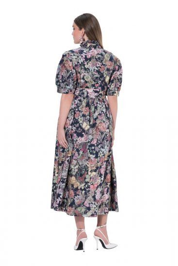 Ulla Popken 850298 Vestido camiseiro floral Azul-marinho - Vestidos maxi - Vestidos maxi plus size para mulher