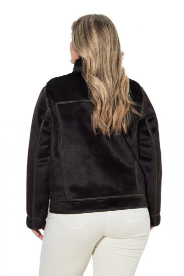Ulla Popken 850310 Casaco de pelo sintético Castanho escuro - Jaquetas - Casacos plus size para mulher