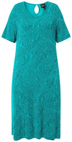 Ulla Popken 850344 Vestido t-shirt estampado Turquesa - Vestidos midi - Vestidos Midi Tamanhos Grandes