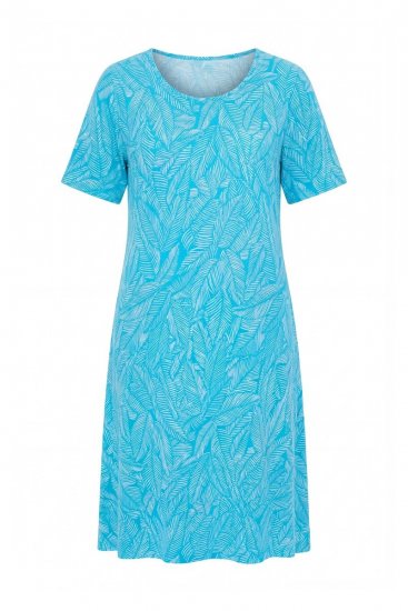 Ulla Popken 850344 Vestido t-shirt estampado Turquesa - Vestidos midi - Vestidos Midi Tamanhos Grandes