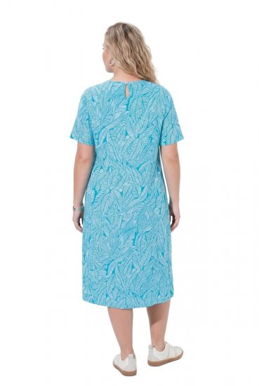 Ulla Popken 850344 Vestido t-shirt estampado Turquesa - Vestidos midi - Vestidos Midi Tamanhos Grandes