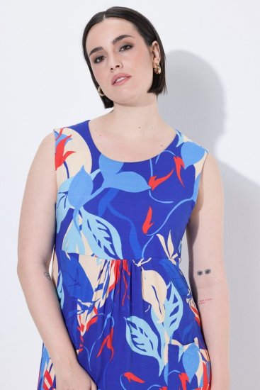 Ulla Popken 850367 Vestido de jersey estampado Azul-marinho - Vestidos em jersey - 