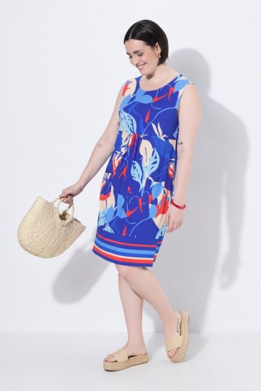Ulla Popken 850367 Vestido de jersey estampado Azul-marinho - Vestidos em jersey - 