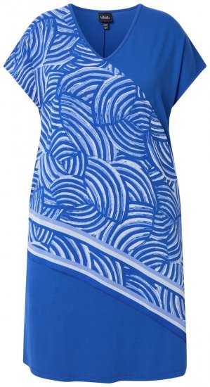 Ulla Popken 850389 Vestido de chiffon estampado Azul - Vestidos - Vestidos para todos os tamanhos