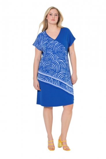 Ulla Popken 850389 Vestido de chiffon estampado Azul - Vestidos - Vestidos para todos os tamanhos