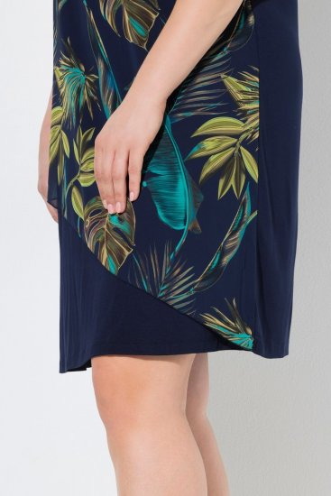 Ulla Popken 850393 Vestido de chiffon estampado Azul-marinho - Vestidos de verão - Vestidos de verão plus size