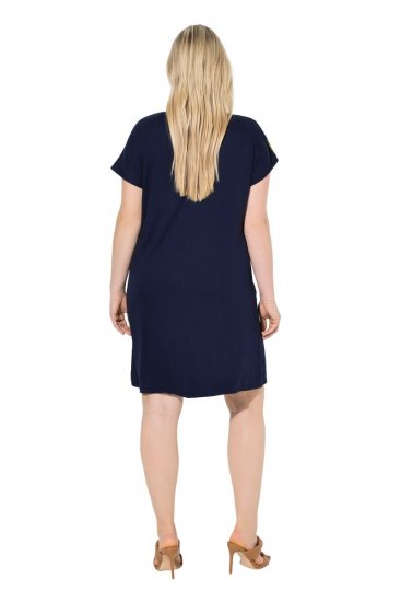 Ulla Popken 850393 Vestido de chiffon estampado Azul-marinho - Vestidos de verão - Vestidos de verão plus size