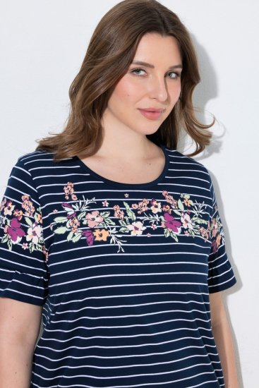 Ulla Popken 850401 Camisa de noite floral Azul-marinho - Camisas de noite - 