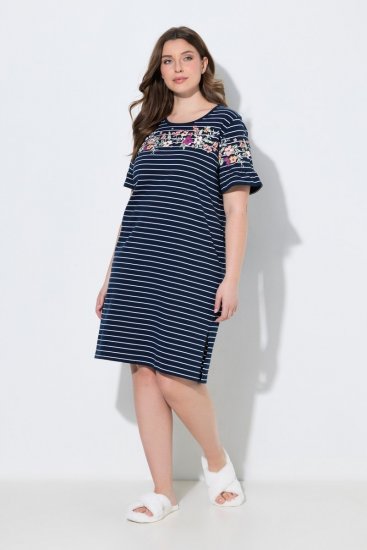 Ulla Popken 850401 Camisa de noite floral Azul-marinho - Camisas de noite - 
