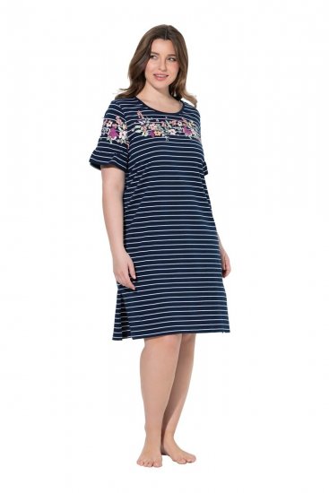 Ulla Popken 850401 Camisa de noite floral Azul-marinho - Camisas de noite - 