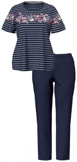 Ulla Popken 850403 Pijama com flores Azul-marinho - Pijamas/Loungewear - 