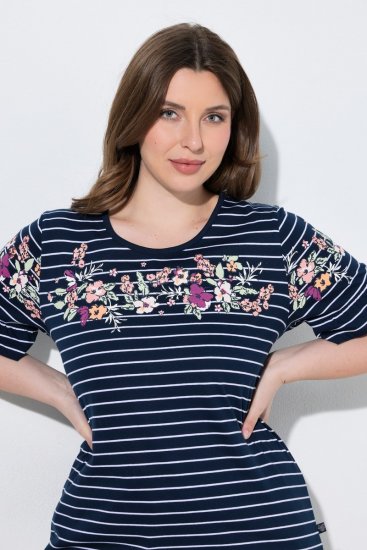 Ulla Popken 850403 Pijama com flores Azul-marinho - Pijamas/Loungewear - 