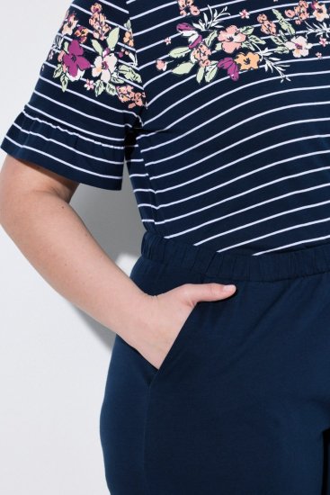 Ulla Popken 850403 Pijama com flores Azul-marinho - Pijamas/Loungewear - 