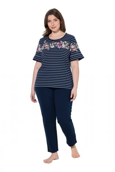 Ulla Popken 850403 Pijama com flores Azul-marinho - Pijamas/Loungewear - 
