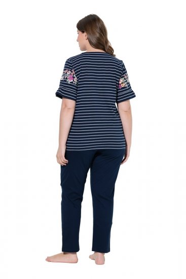 Ulla Popken 850403 Pijama com flores Azul-marinho - Pijamas/Loungewear - 