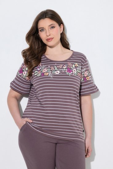 Ulla Popken 850403 Pijama com flores Castanho - Pijamas/Loungewear - 