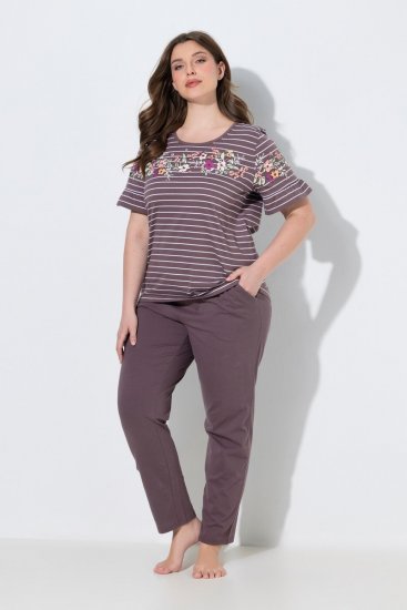 Ulla Popken 850403 Pijama com flores Castanho - Pijamas/Loungewear - 