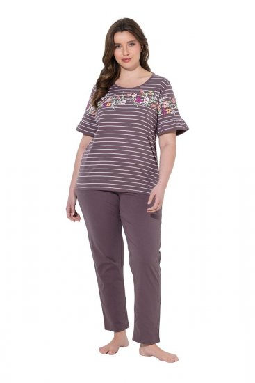 Ulla Popken 850403 Pijama com flores Castanho - Pijamas/Loungewear - 
