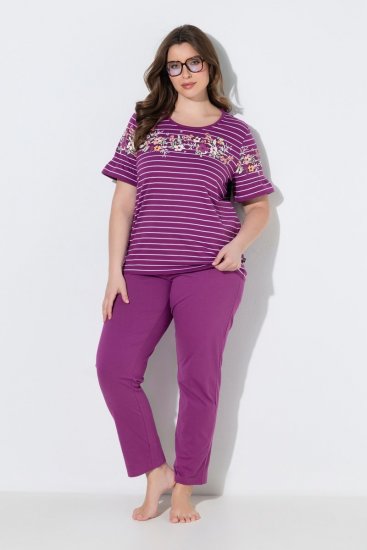Ulla Popken 850403 Pijama com flores Violeta - Pijamas/Loungewear - 