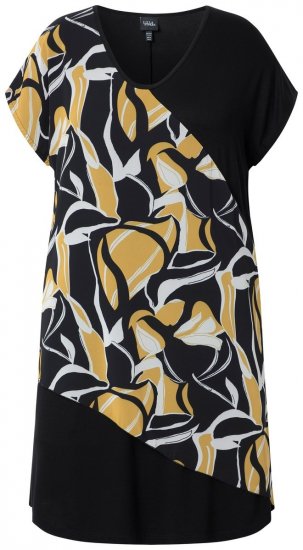 Ulla Popken 850406 Vestido de chiffon estampado Preto - Vestidos - Vestidos para todos os tamanhos