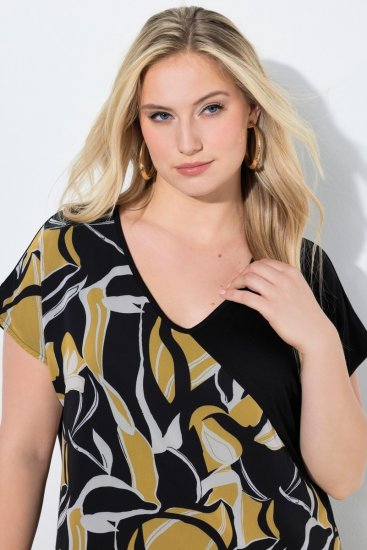 Ulla Popken 850406 Vestido de chiffon estampado Preto - Vestidos - Vestidos para todos os tamanhos