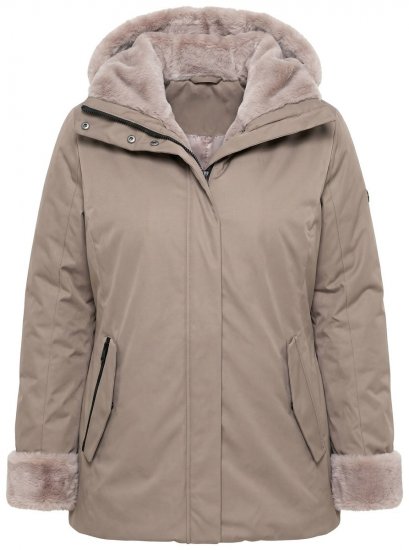 Ulla Popken 850509 Casaco de pelo sintético Taupe - Jaquetas - Casacos plus size para mulher