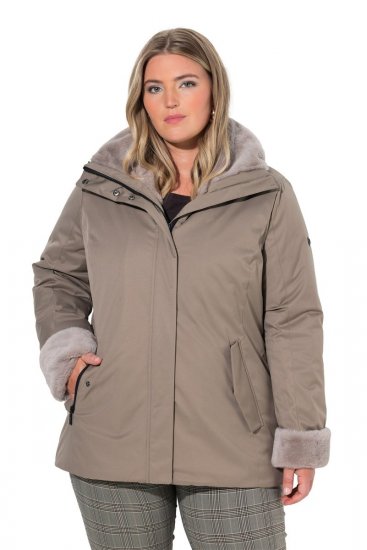 Ulla Popken 850509 Casaco de pelo sintético Taupe - Jaquetas - Casacos plus size para mulher