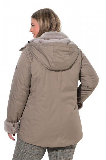 Ulla Popken 850509 Casaco de pelo sintético Taupe - Jaquetas - Casacos plus size para mulher
