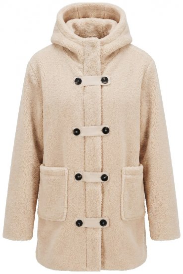 Ulla Popken 850589 Casaco teddy Branco sujo - Jaquetas - Casacos plus size para mulher