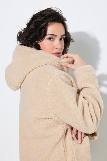 Ulla Popken 850589 Casaco teddy Branco sujo - Jaquetas - Casacos plus size para mulher