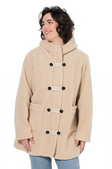Ulla Popken 850589 Casaco teddy Branco sujo - Jaquetas - Casacos plus size para mulher