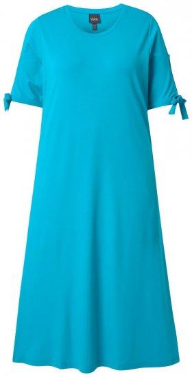 Ulla Popken 850724 Vestido midi de manga curta com cinto para atar Turquesa - Vestidos midi - Vestidos Midi Tamanhos Grandes
